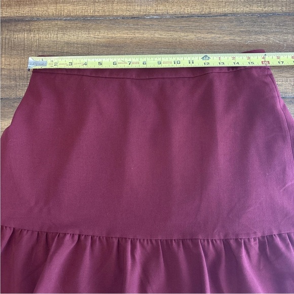 J Crew Mercantile Short Burgundy Mini Skirt Ruffle Hem Size 14 - Picture 2 of 10